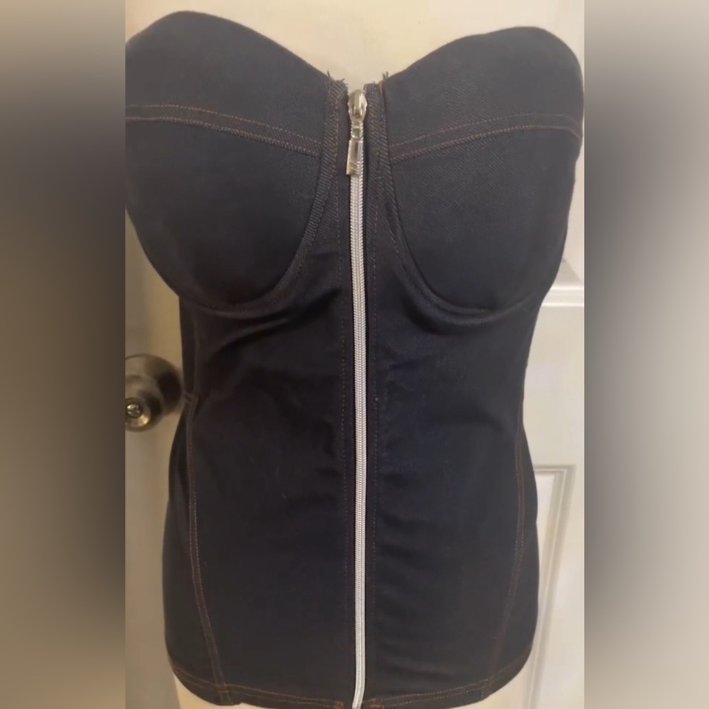 Dots Denim Corset top